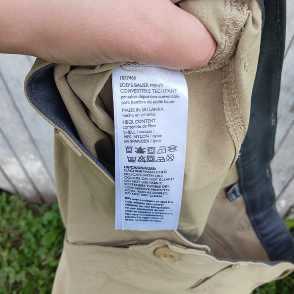 Eddie Bauer Convertible Pants Men Tech Travex Nylon Hiking Zip Off 40x34 Tan - Picture 6 of 6